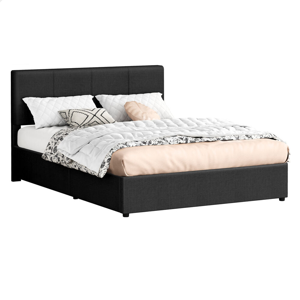 ALFORDSON Bed Frame Queen Gas Lift Storage Adjustable Headboard Charcoal LURIA