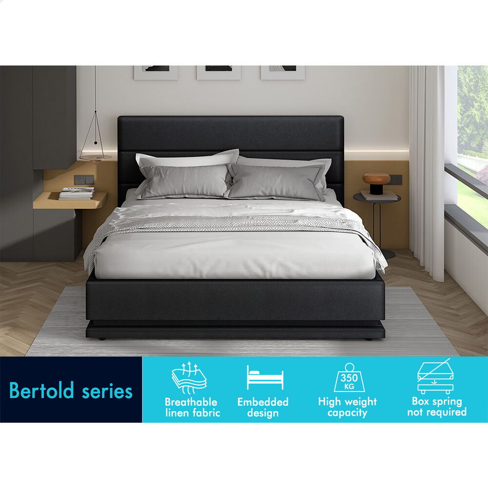 ALFORDSON Bed Frame King Size Platform RGB LED Gas Lift Base Storage Charcoal