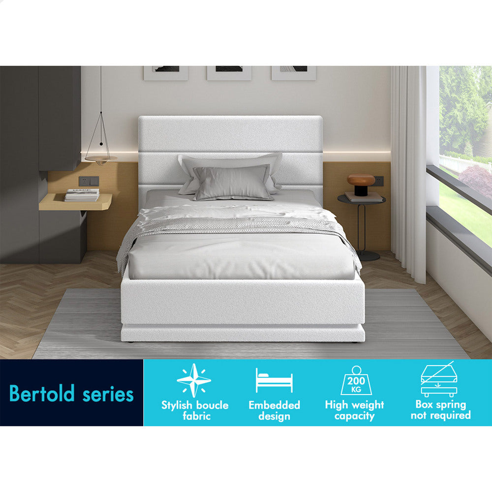 ALFORDSON Bed Frame King Single Platform RGB LED Gas Lift Base Storage Boucle