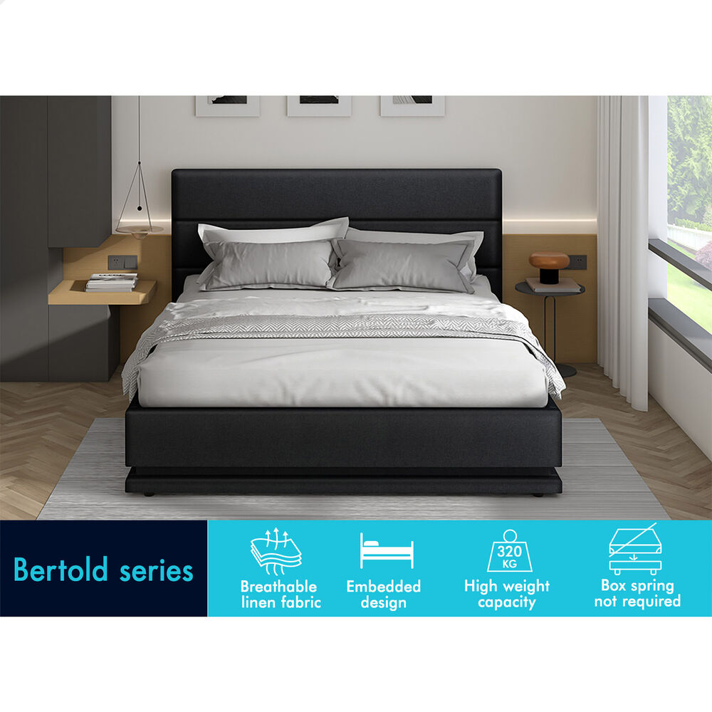 ALFORDSON Bed Frame Queen Size Platform RGB LED Gas Lift Base Storage Charcoal