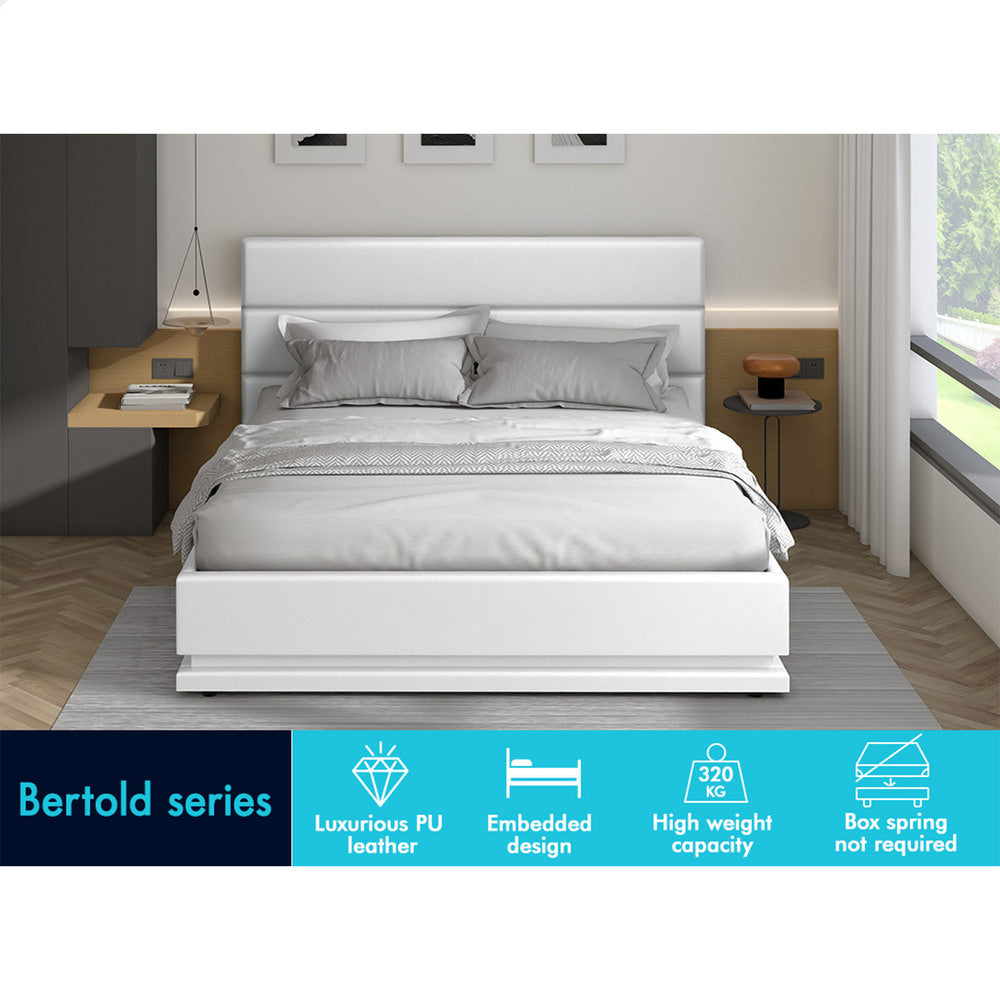 ALFORDSON Bed Frame Queen Size Platform RGB LED Gas Lift Base Storage White
