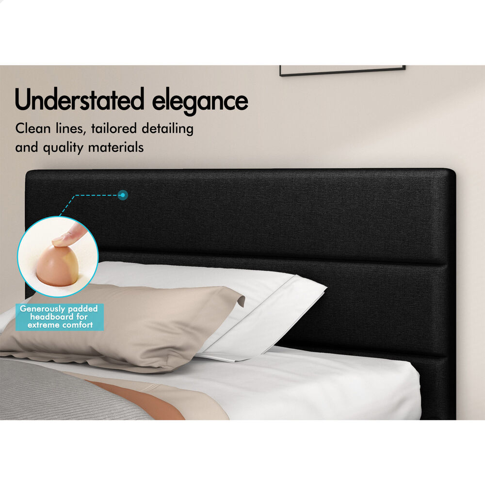 ALFORDSON Bed Frame Single Size Platform RGB LED Gas Lift Base Storage Charcoal