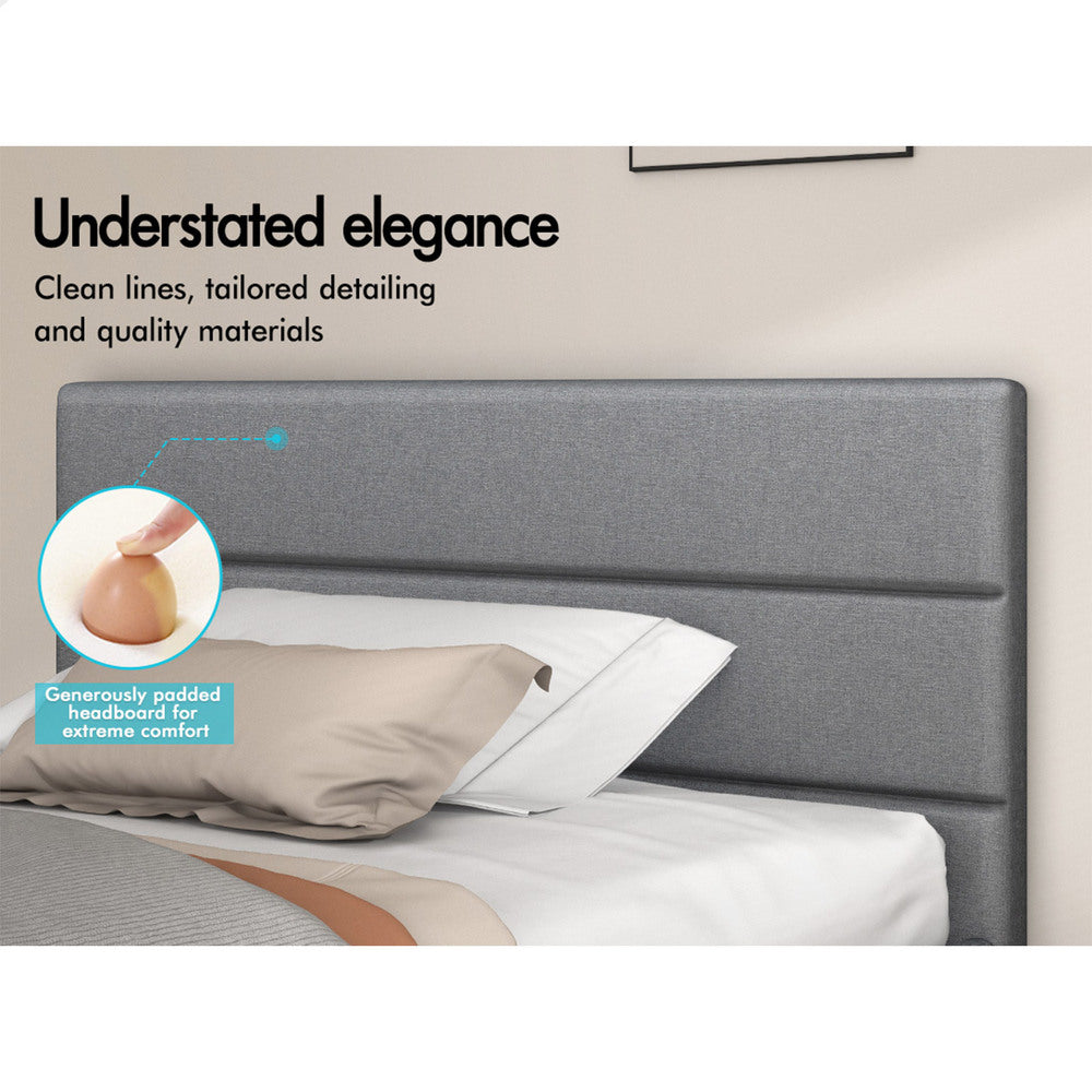 ALFORDSON Bed Frame Single Size Platform RGB LED Gas Lift Base Storage Grey