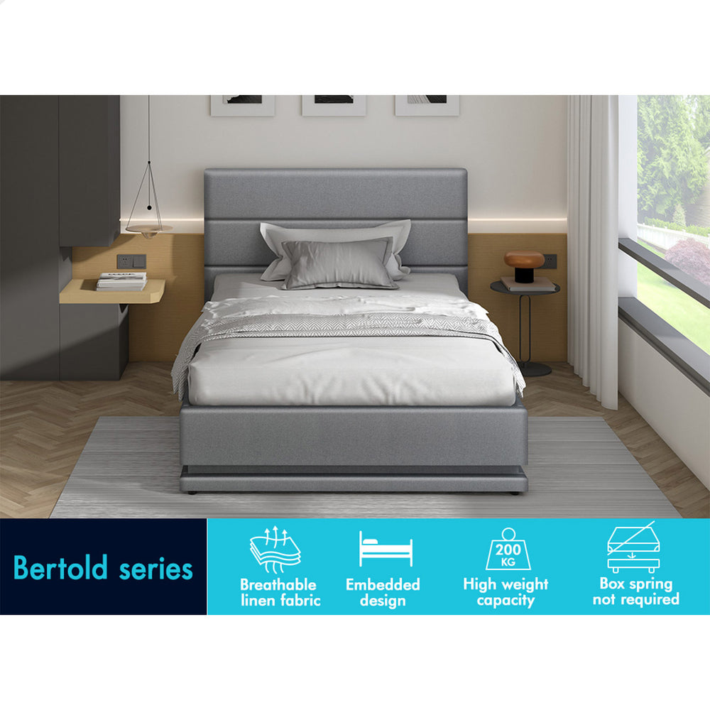 ALFORDSON Bed Frame Single Size Platform RGB LED Gas Lift Base Storage Grey