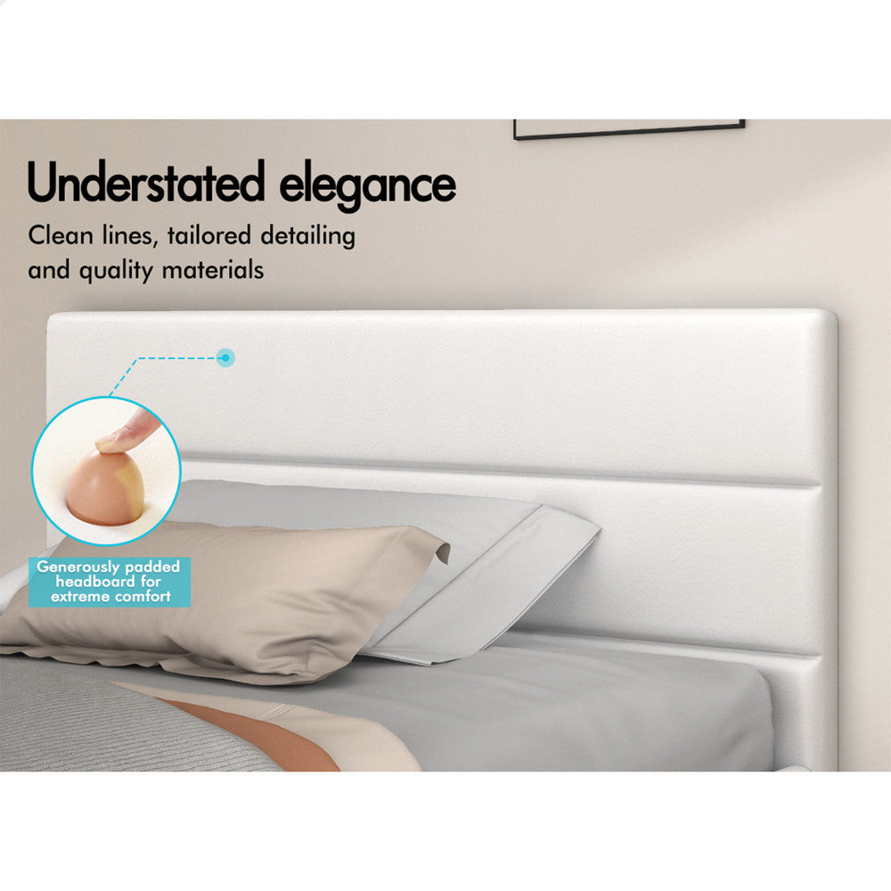 ALFORDSON Bed Frame Single Size Platform RGB LED Gas Lift Base Storage White