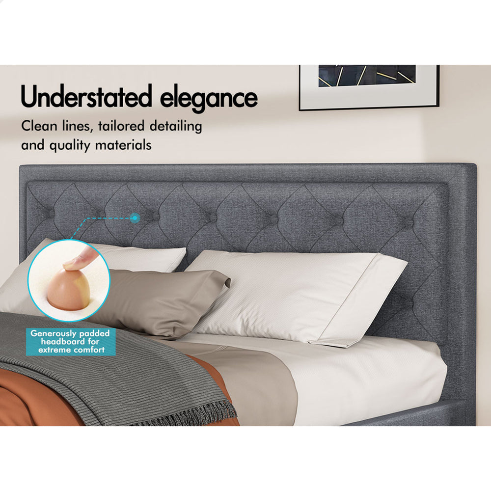 ALFORDSON Bed Frame Double Size Gas Lift Storage Mattress Base Fabric Grey
