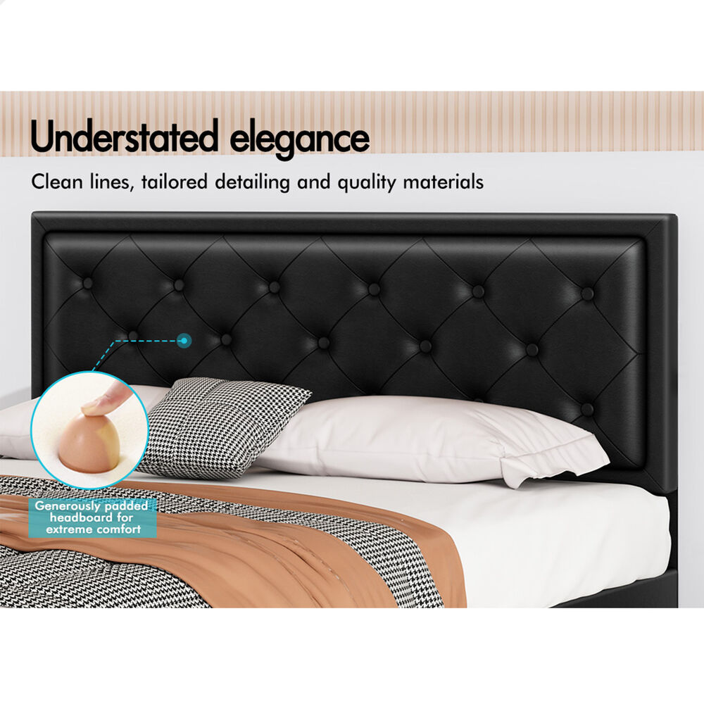 ALFORDSON Bed Frame King Size Gas Lift Storage Mattress Base Leather DIANA