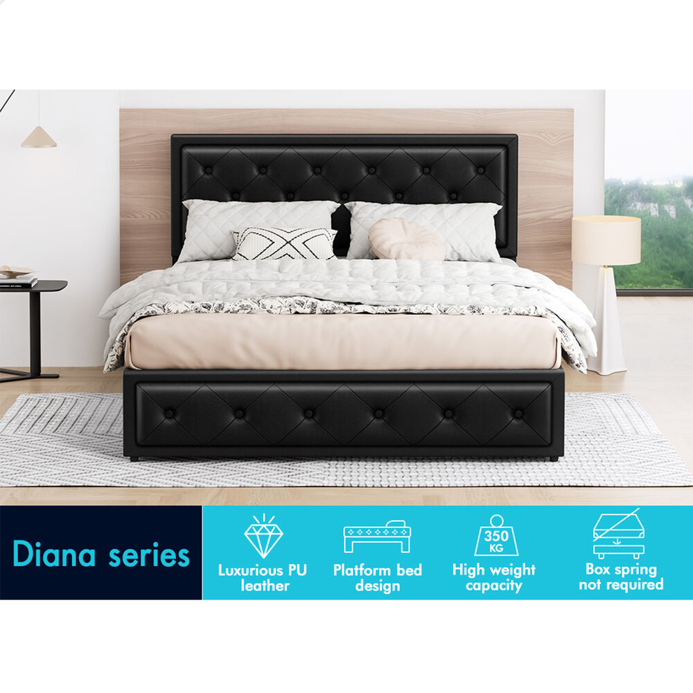 ALFORDSON Bed Frame King Size Gas Lift Storage Mattress Base Leather DIANA