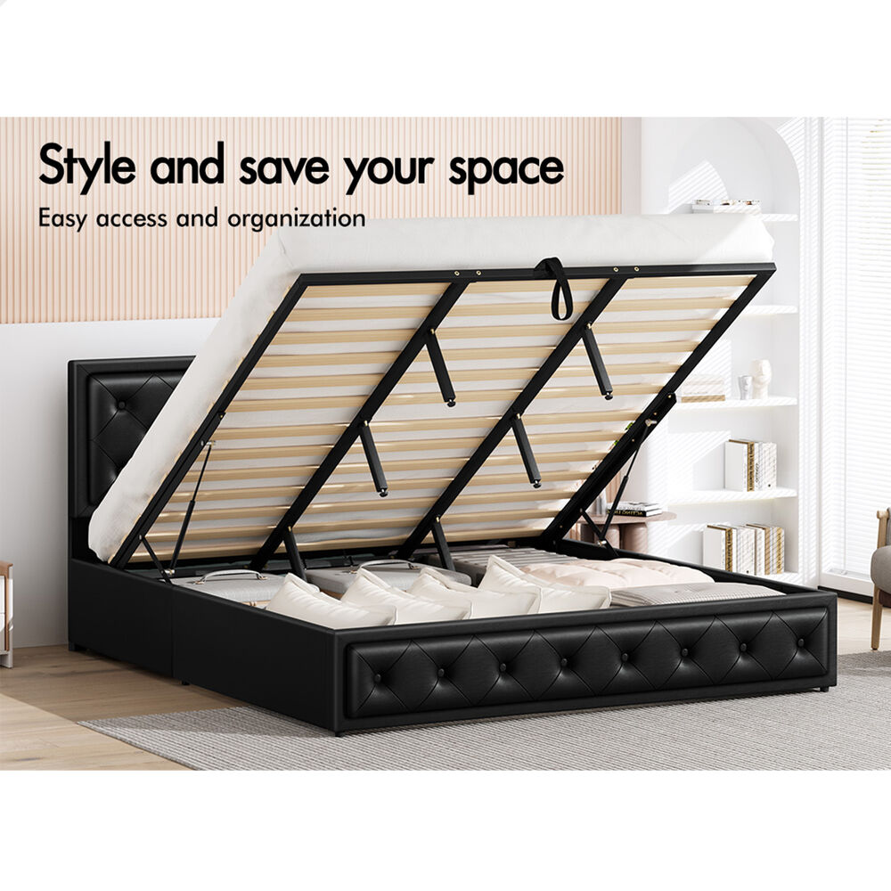 ALFORDSON Bed Frame King Size Gas Lift Storage Mattress Base Leather DIANA