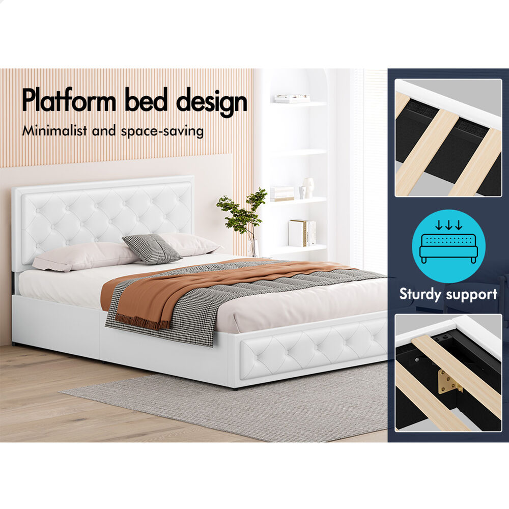 ALFORDSON Bed Frame King Size Gas Lift Storage Mattress Base Leather DIANA