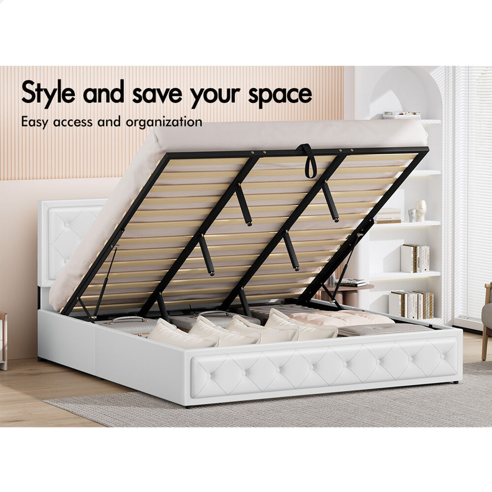ALFORDSON Bed Frame King Size Gas Lift Storage Mattress Base Leather DIANA