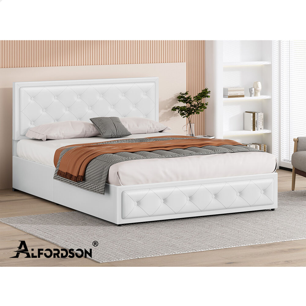 ALFORDSON Bed Frame King Size Gas Lift Storage Mattress Base Leather DIANA