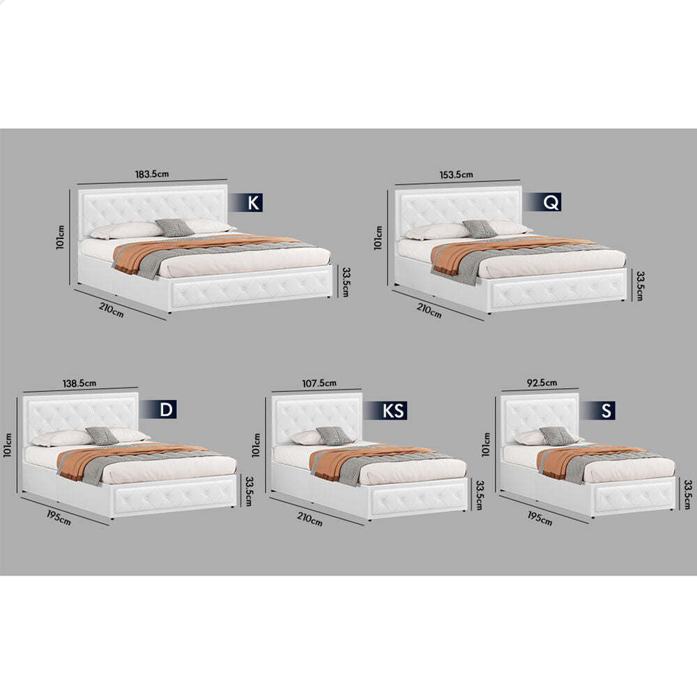 ALFORDSON Bed Frame King Single Gas Lift Storage Mattress Base Leather DIANA