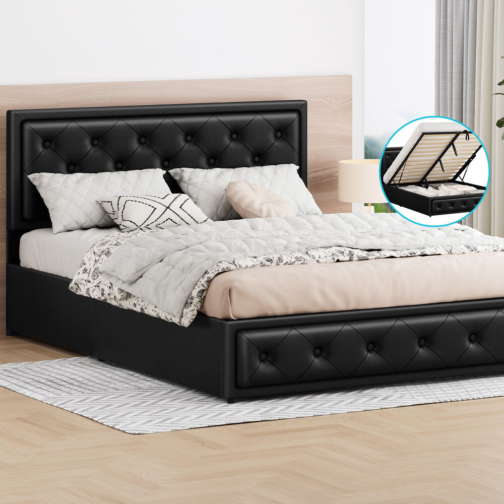 ALFORDSON Bed Frame Queen Size Gas Lift Storage Mattress Base Leather DIANA