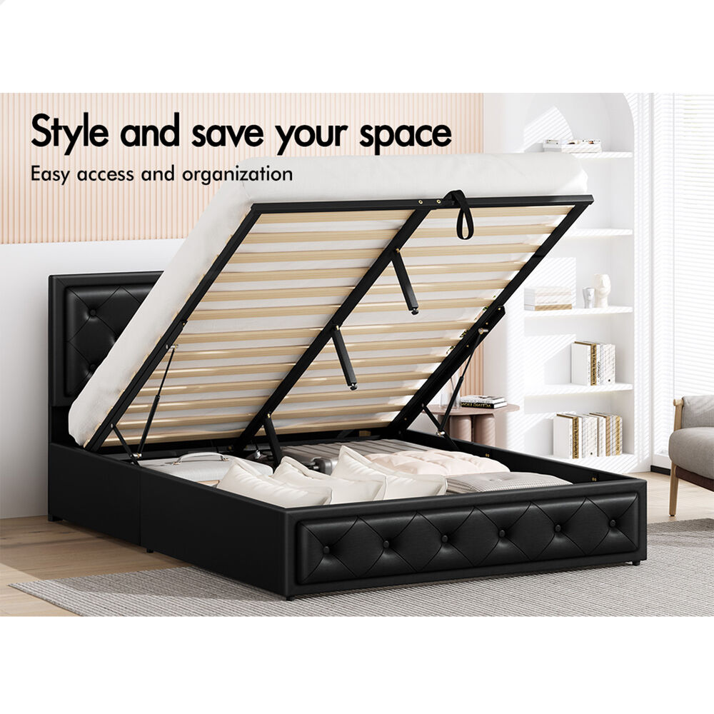 ALFORDSON Bed Frame Queen Size Gas Lift Storage Mattress Base Leather DIANA