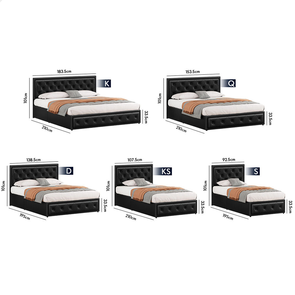 ALFORDSON Bed Frame Queen Size Gas Lift Storage Mattress Base Leather DIANA