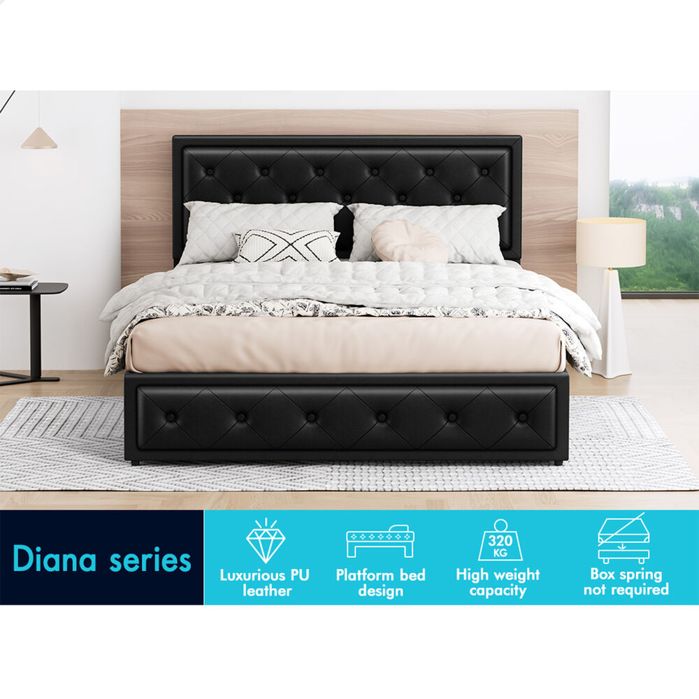ALFORDSON Bed Frame Queen Size Gas Lift Storage Mattress Base Leather DIANA