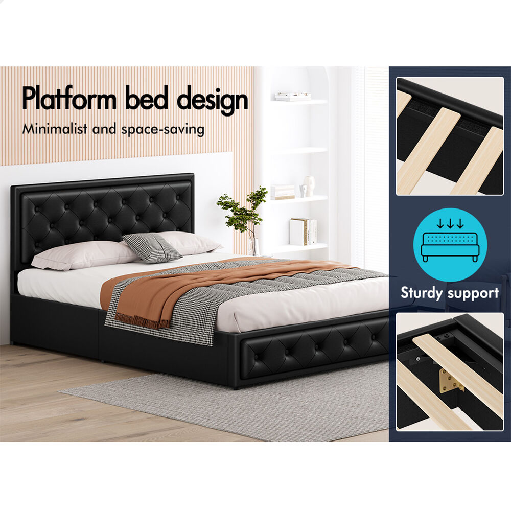 ALFORDSON Bed Frame Queen Size Gas Lift Storage Mattress Base Leather DIANA