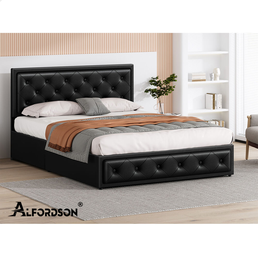 ALFORDSON Bed Frame Queen Size Gas Lift Storage Mattress Base Leather DIANA