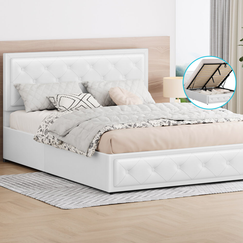 ALFORDSON Bed Frame Queen Size Gas Lift Storage Mattress Base Leather DIANA