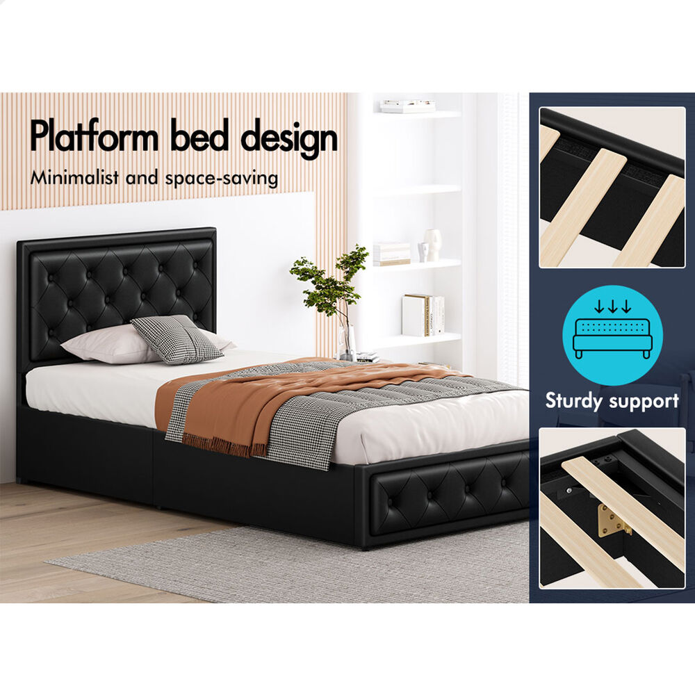 ALFORDSON Bed Frame Single Size Gas Lift Storage Mattress Base Leather DIANA