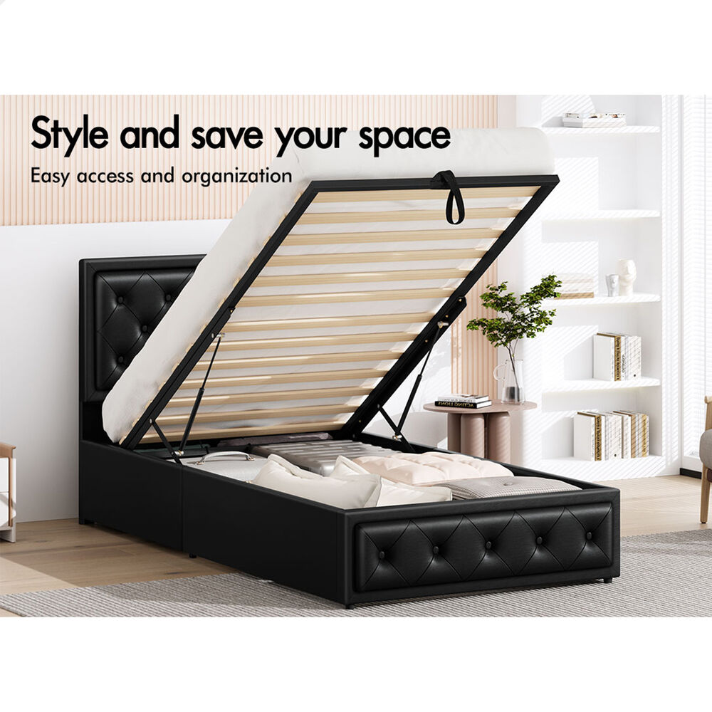 ALFORDSON Bed Frame Single Size Gas Lift Storage Mattress Base Leather DIANA
