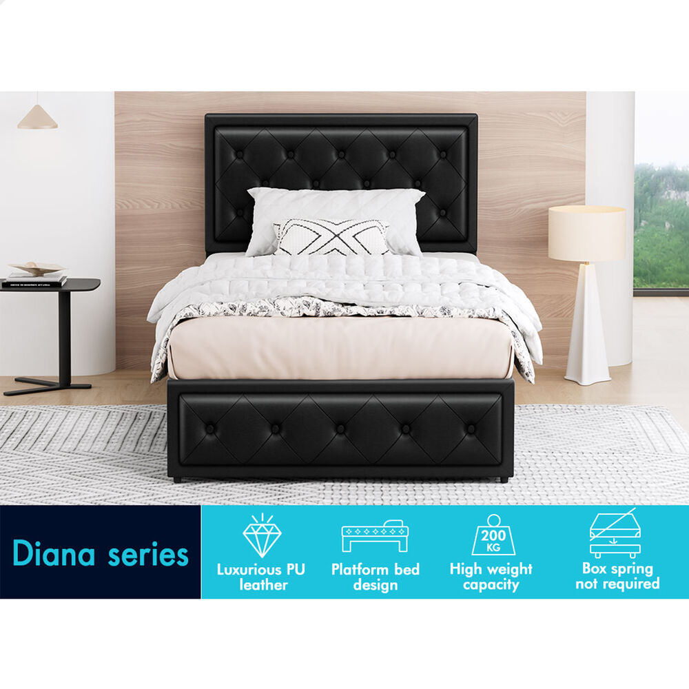 ALFORDSON Bed Frame Single Size Gas Lift Storage Mattress Base Leather DIANA