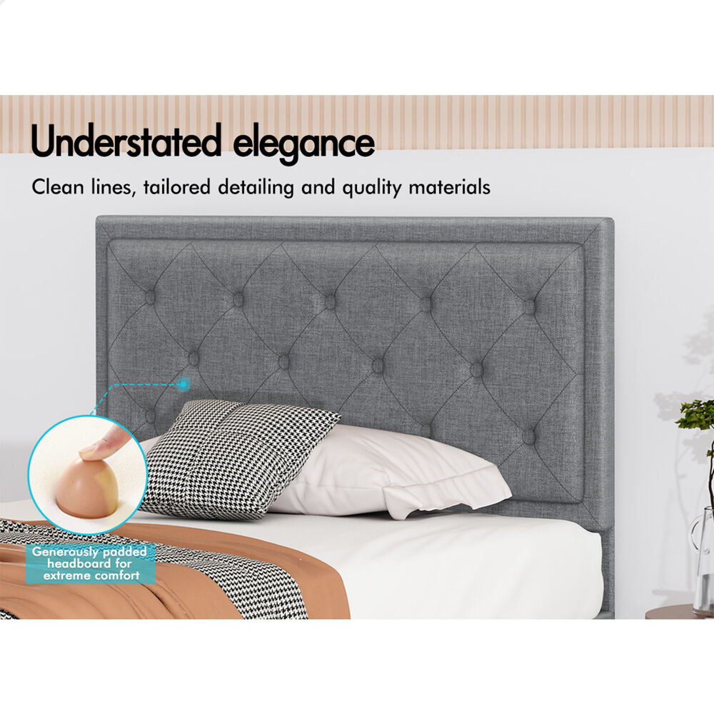 ALFORDSON Bed Frame Single Size Gas Lift Storage Mattress Base Fabric Grey DIANA