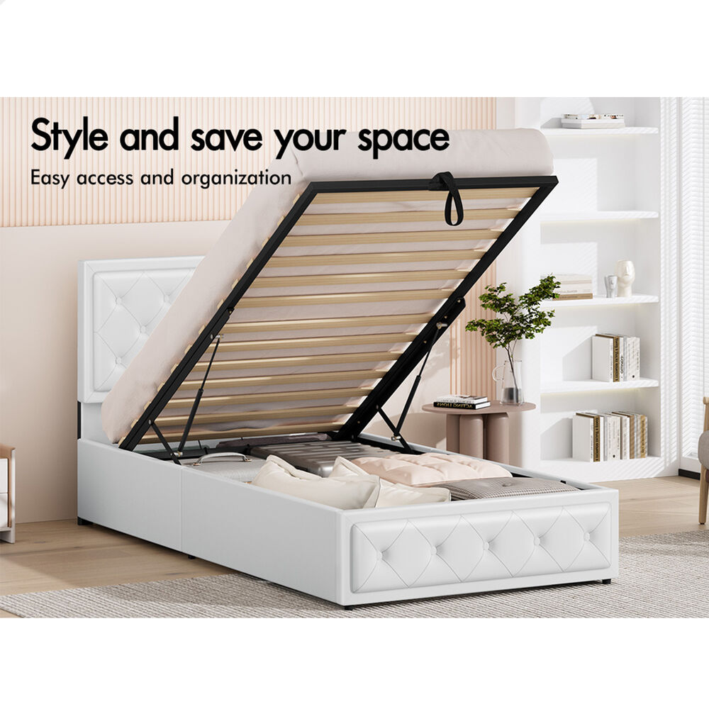 ALFORDSON Bed Frame Single Size Gas Lift Storage Mattress Base Leather DIANA