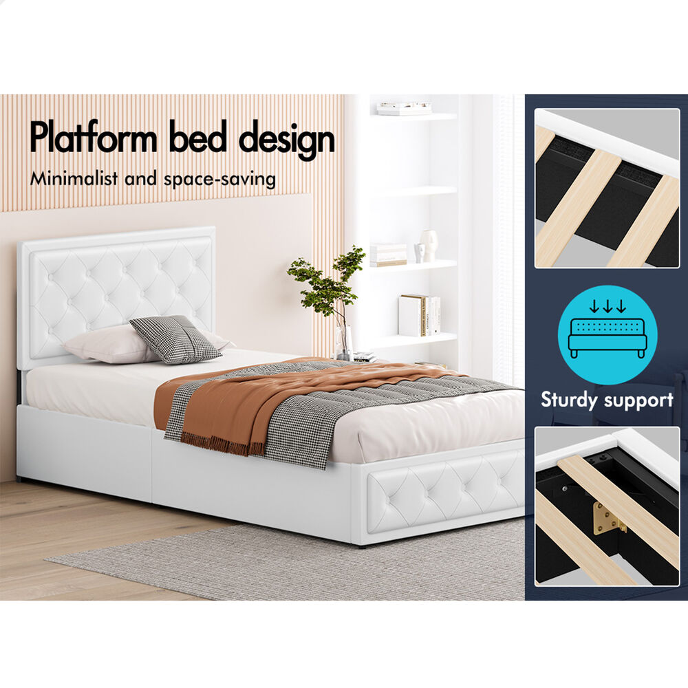 ALFORDSON Bed Frame Single Size Gas Lift Storage Mattress Base Leather DIANA