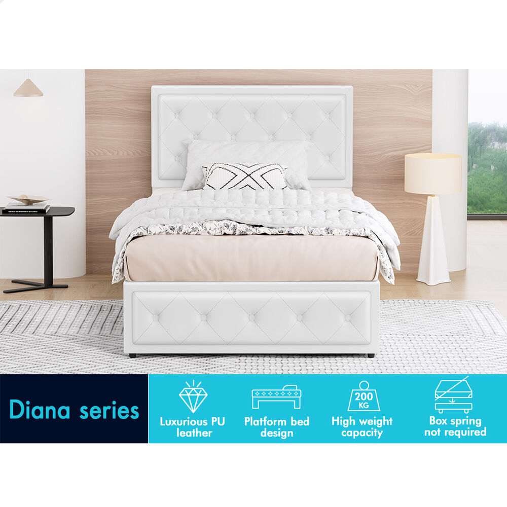 ALFORDSON Bed Frame Single Size Gas Lift Storage Mattress Base Leather DIANA