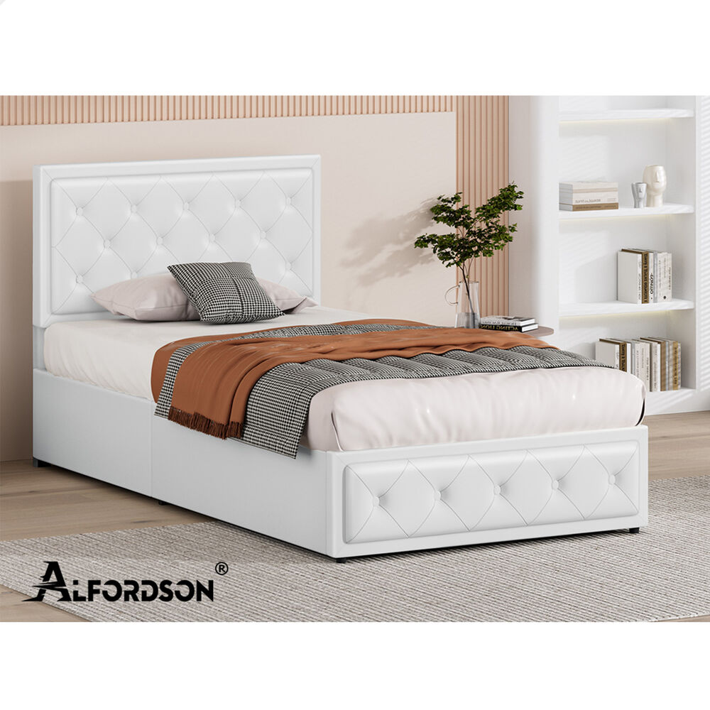 ALFORDSON Bed Frame Single Size Gas Lift Storage Mattress Base Leather DIANA