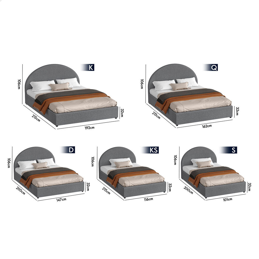 ALFORDSON Bed Frame Double Size Gas Lift Base With Storage Grey Fabric HOWELL