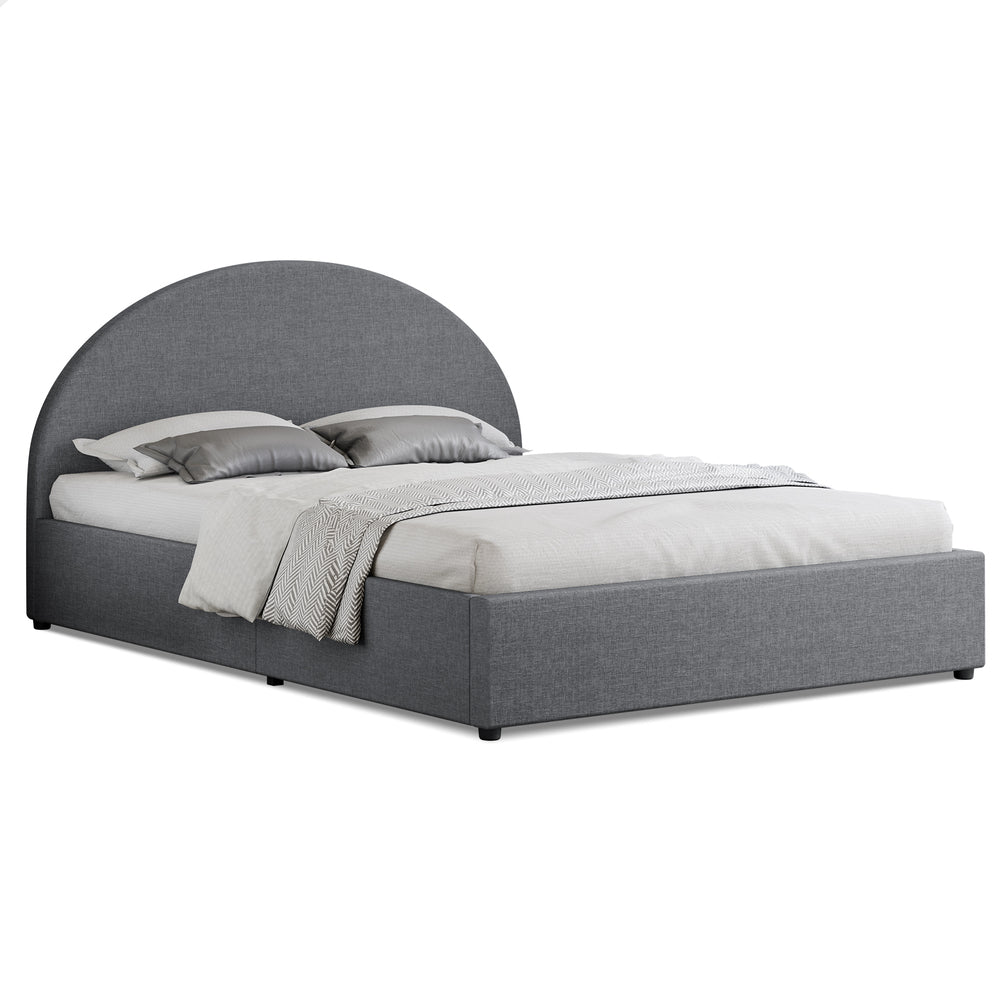 ALFORDSON Bed Frame Double Size Gas Lift Base With Storage Grey Fabric HOWELL