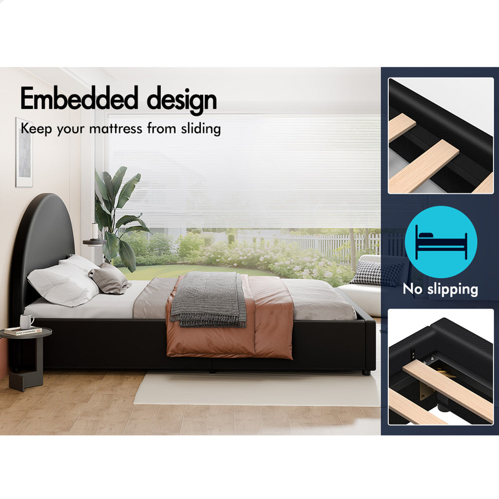 ALFORDSON Bed Frame King Size Gas Lift Base With Storage Black Leather HOWELL