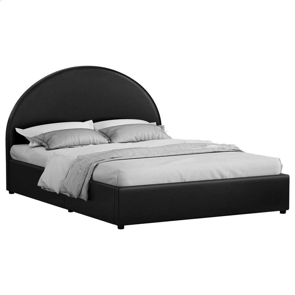 ALFORDSON Bed Frame King Size Gas Lift Base With Storage Black Leather HOWELL