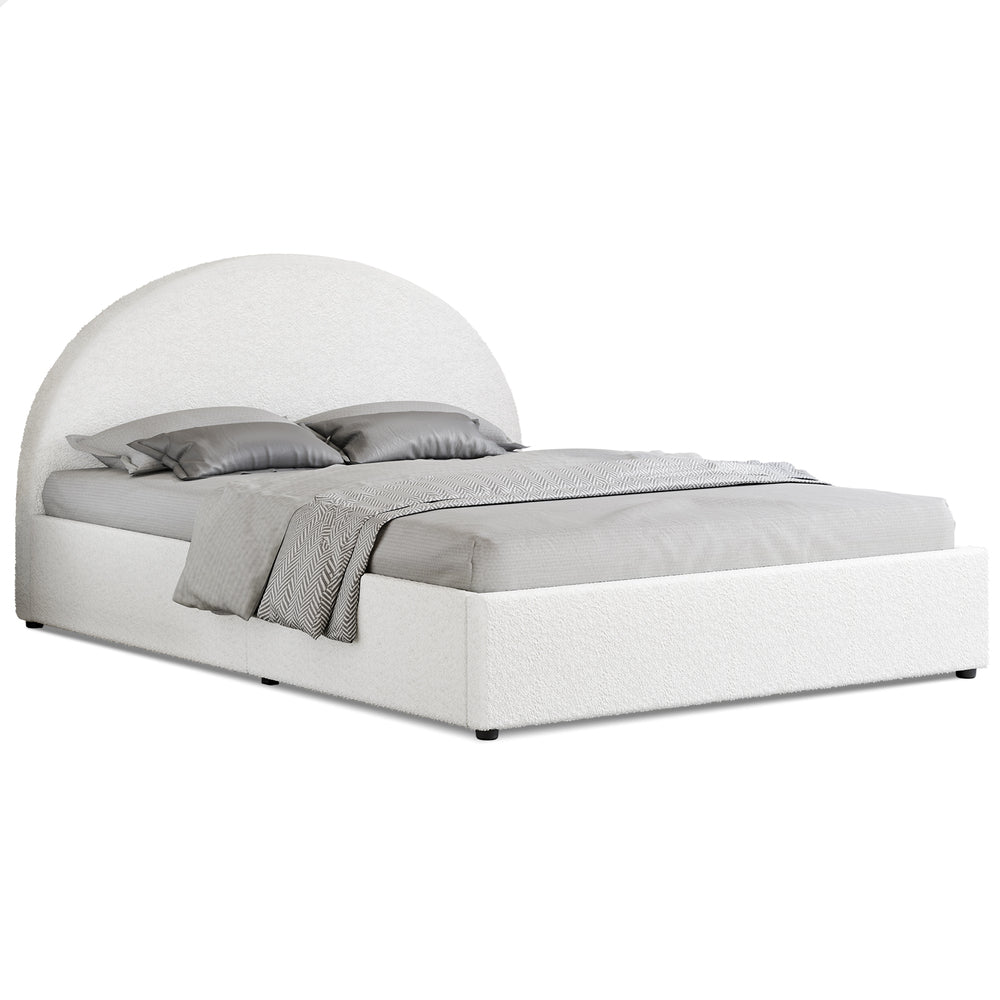 ALFORDSON Bed Frame King Size Gas Lift Base With Storage White Boucle HOWELL