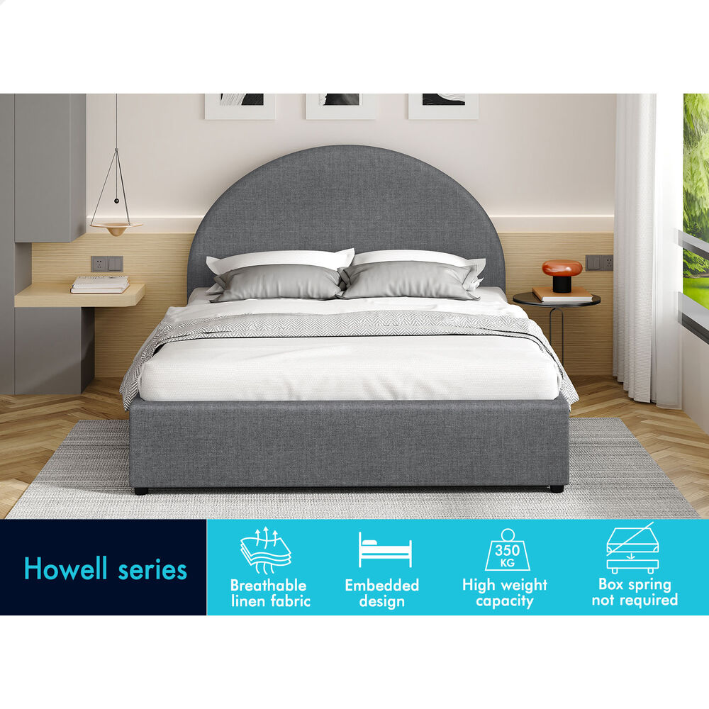 ALFORDSON Bed Frame King Size Gas Lift Base With Storage Grey Fabric HOWELL