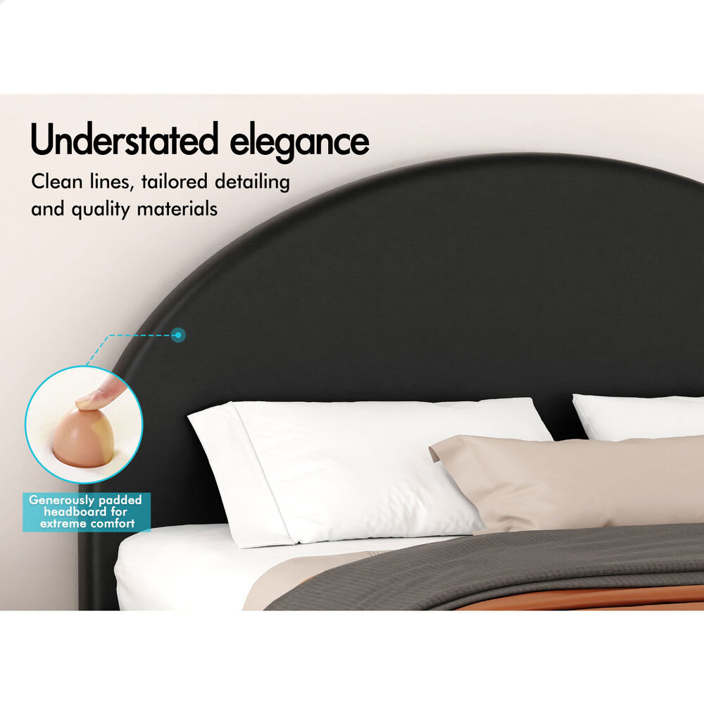 ALFORDSON Bed Frame King Single Gas Lift Base With Storage Black Leather HOWELL