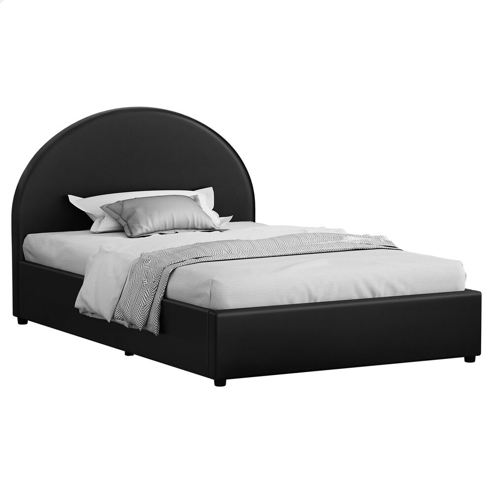 ALFORDSON Bed Frame King Single Gas Lift Base With Storage Black Leather HOWELL