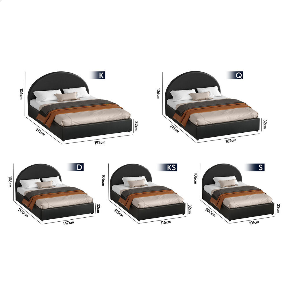 ALFORDSON Bed Frame King Single Gas Lift Base With Storage Black Leather HOWELL