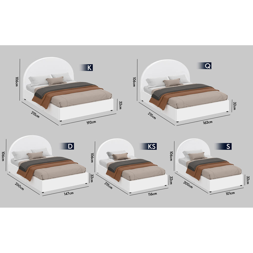 ALFORDSON Bed Frame King Single Gas Lift Base With Storage White Leather HOWELL
