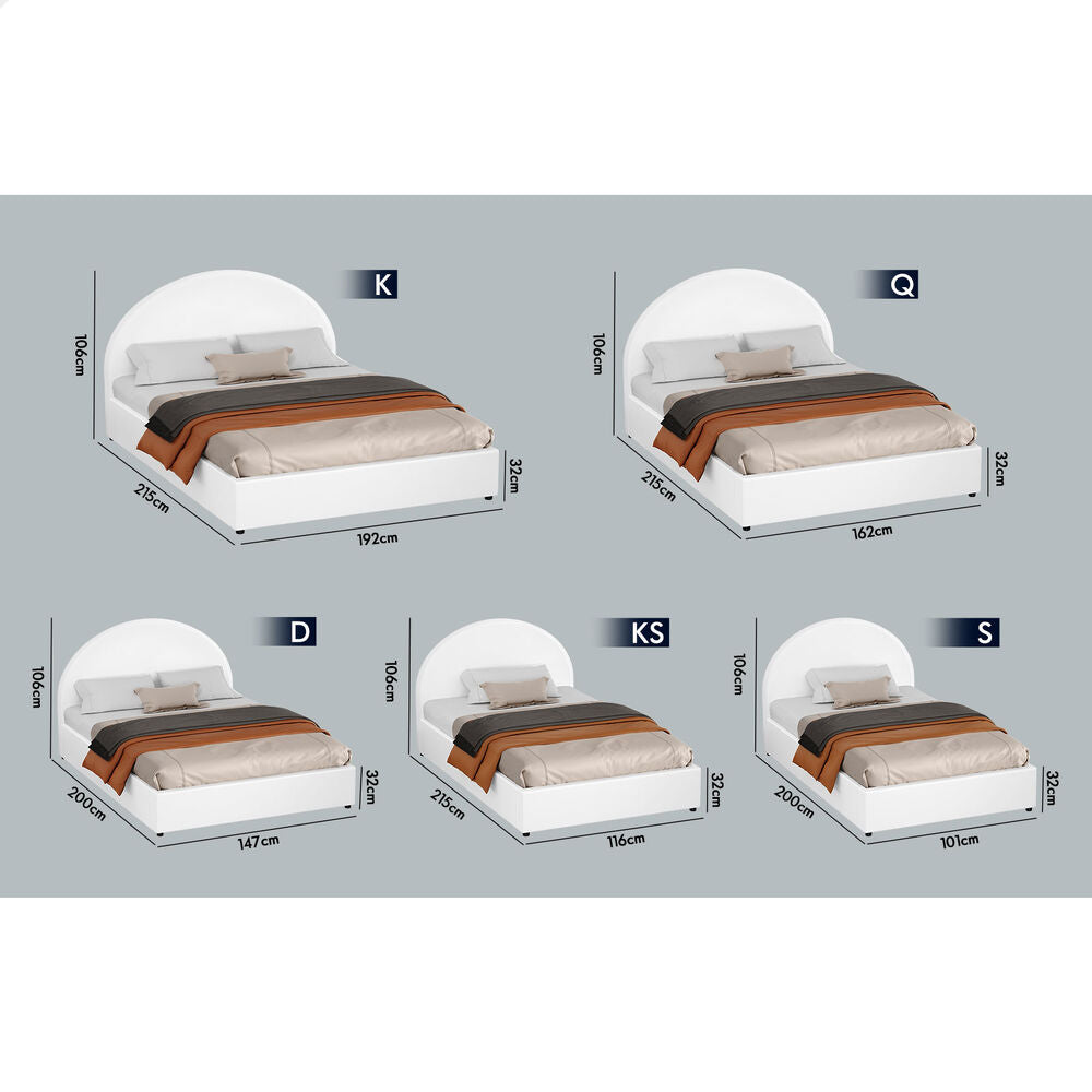 ALFORDSON Bed Frame King Single Gas Lift Base With Storage White Leather HOWELL