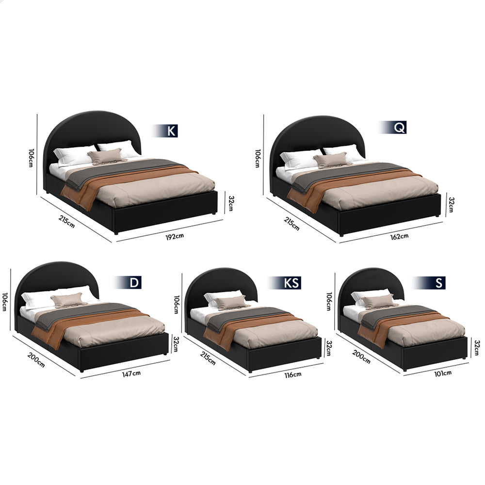 ALFORDSON Bed Frame Queen Size Gas Lift Base With Storage Black Leather HOWELL