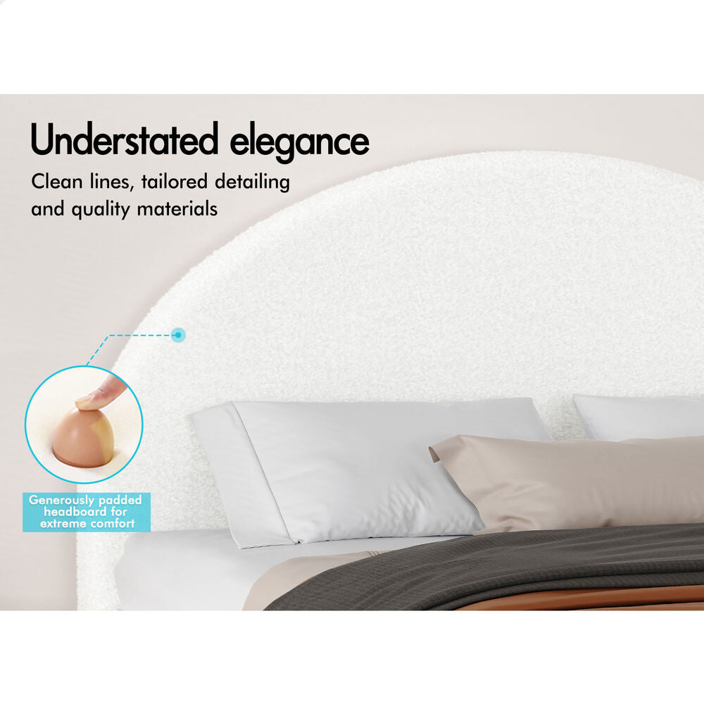 ALFORDSON Bed Frame Single Size Gas Lift Base With Storage White Boucle HOWELL