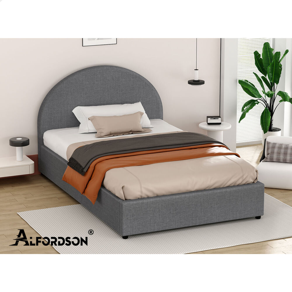 ALFORDSON Bed Frame Single Size Gas Lift Base With Storage Grey Fabric HOWELL