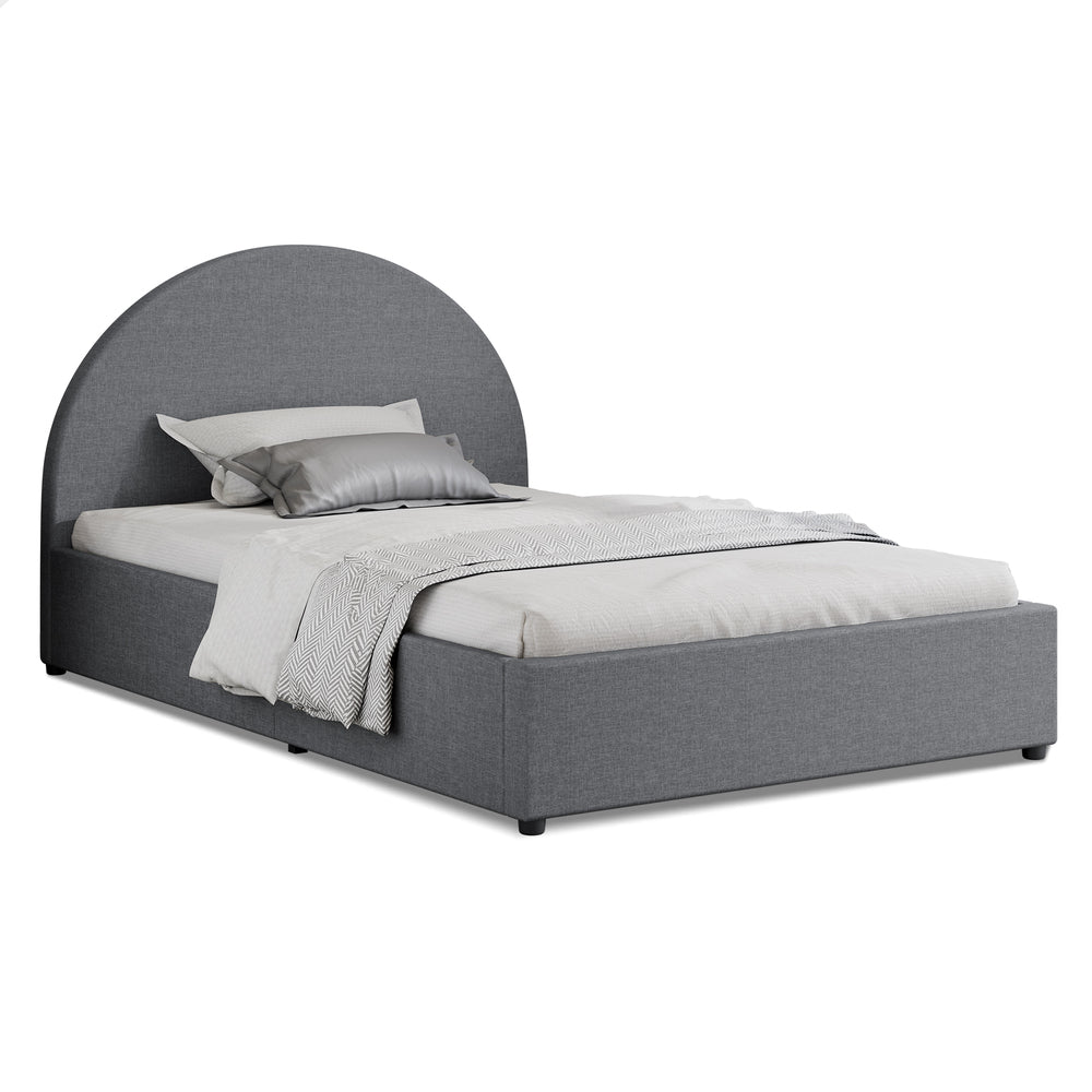 ALFORDSON Bed Frame Single Size Gas Lift Base With Storage Grey Fabric HOWELL
