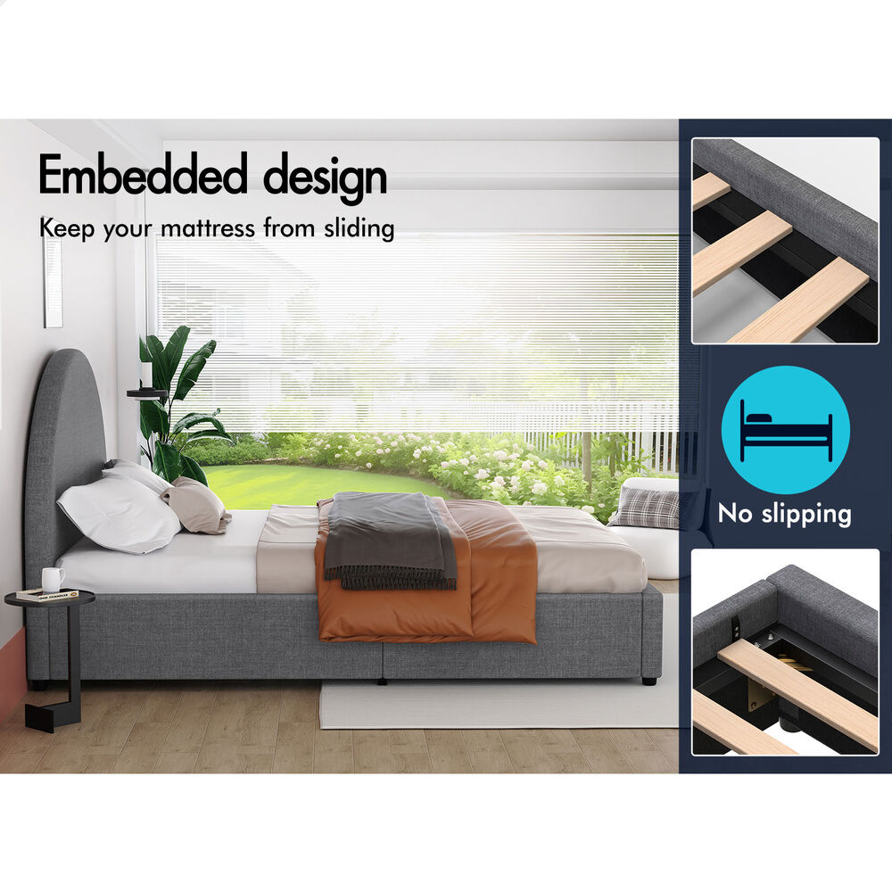 ALFORDSON Bed Frame Single Size Gas Lift Base With Storage Grey Fabric HOWELL