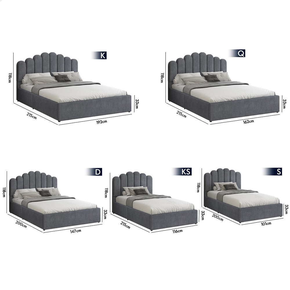 ALFORDSON Bed Frame Double Size Gas Lift Storage Base Wooden Grey MILTON