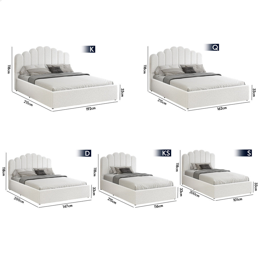 ALFORDSON Bed Frame King Size Gas Lift Storage Base Wooden Boucle MILTON